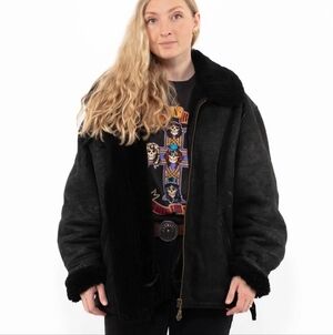 Vintage Easy Wear Upturned Leather Black Jacket